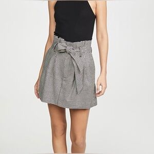 EUC alice + olivia Zoya Belted Paper Bag Houndstooth Black & White Miniskirt sz6